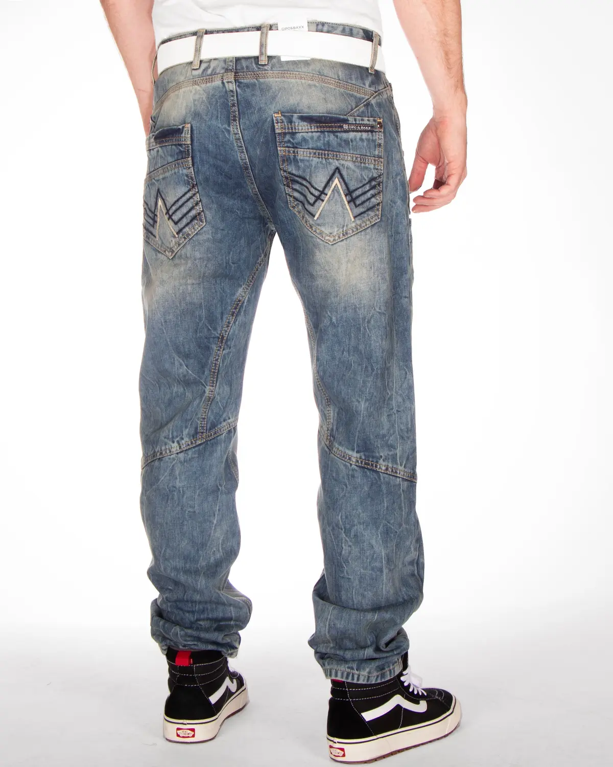 CD911 — jeansy regular fit z dużymi kieszeniami — niebieskie — ujęcie 3