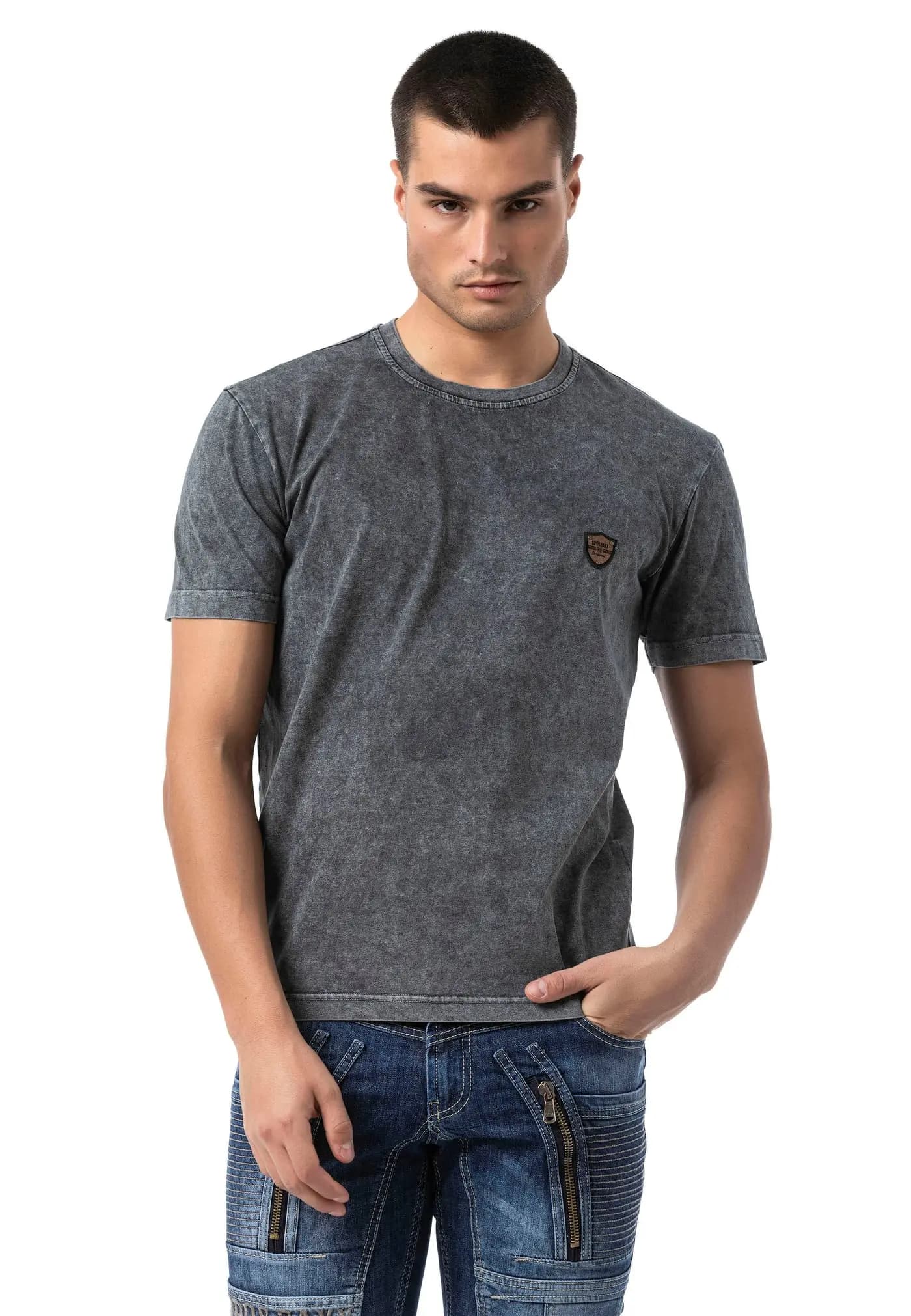 CT808 — t-shirt z efektem sprania — antracyt