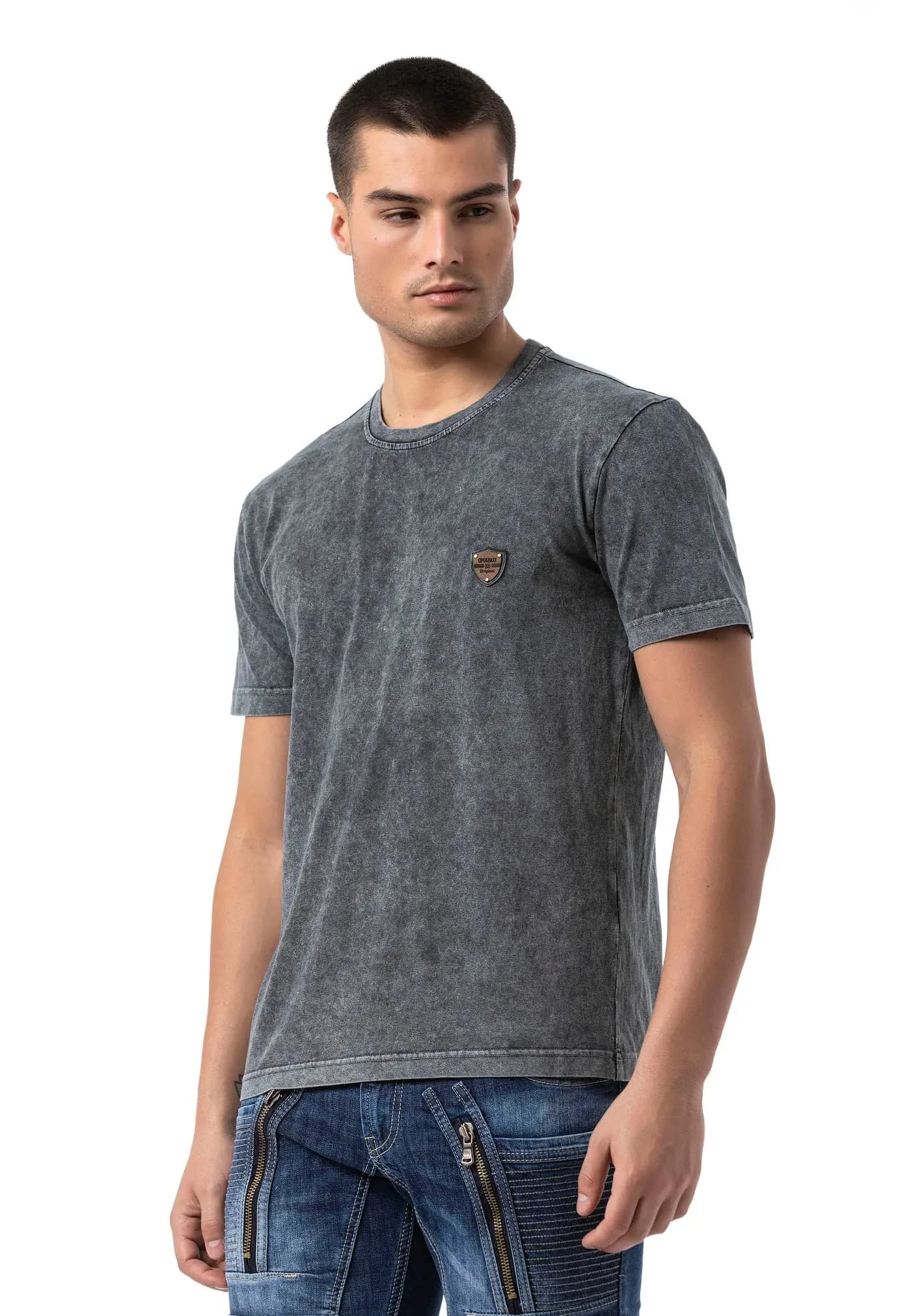 CT808 — t-shirt z efektem sprania — antracyt — ujęcie 4