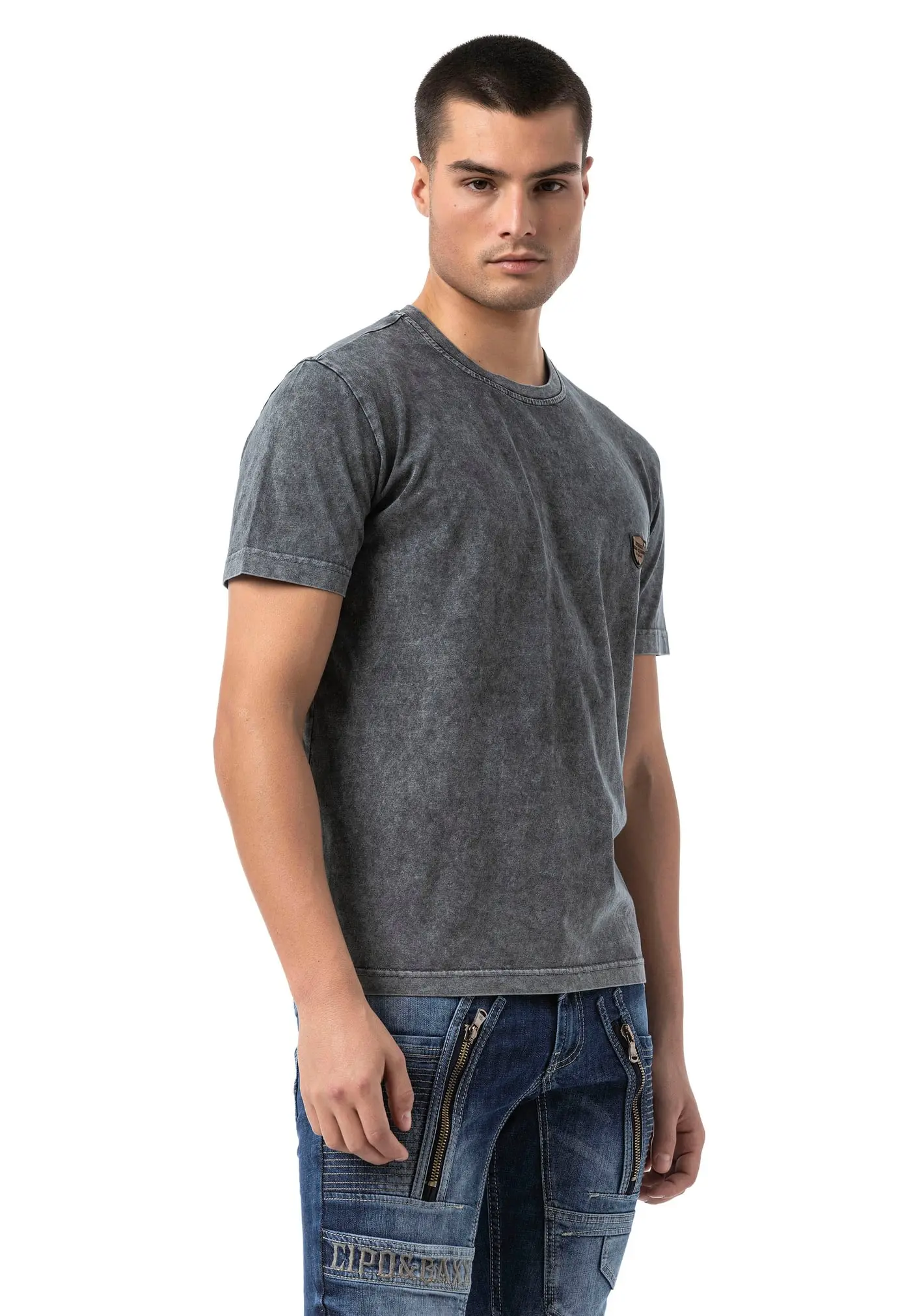 CT808 — t-shirt z efektem sprania — antracyt — ujęcie 3
