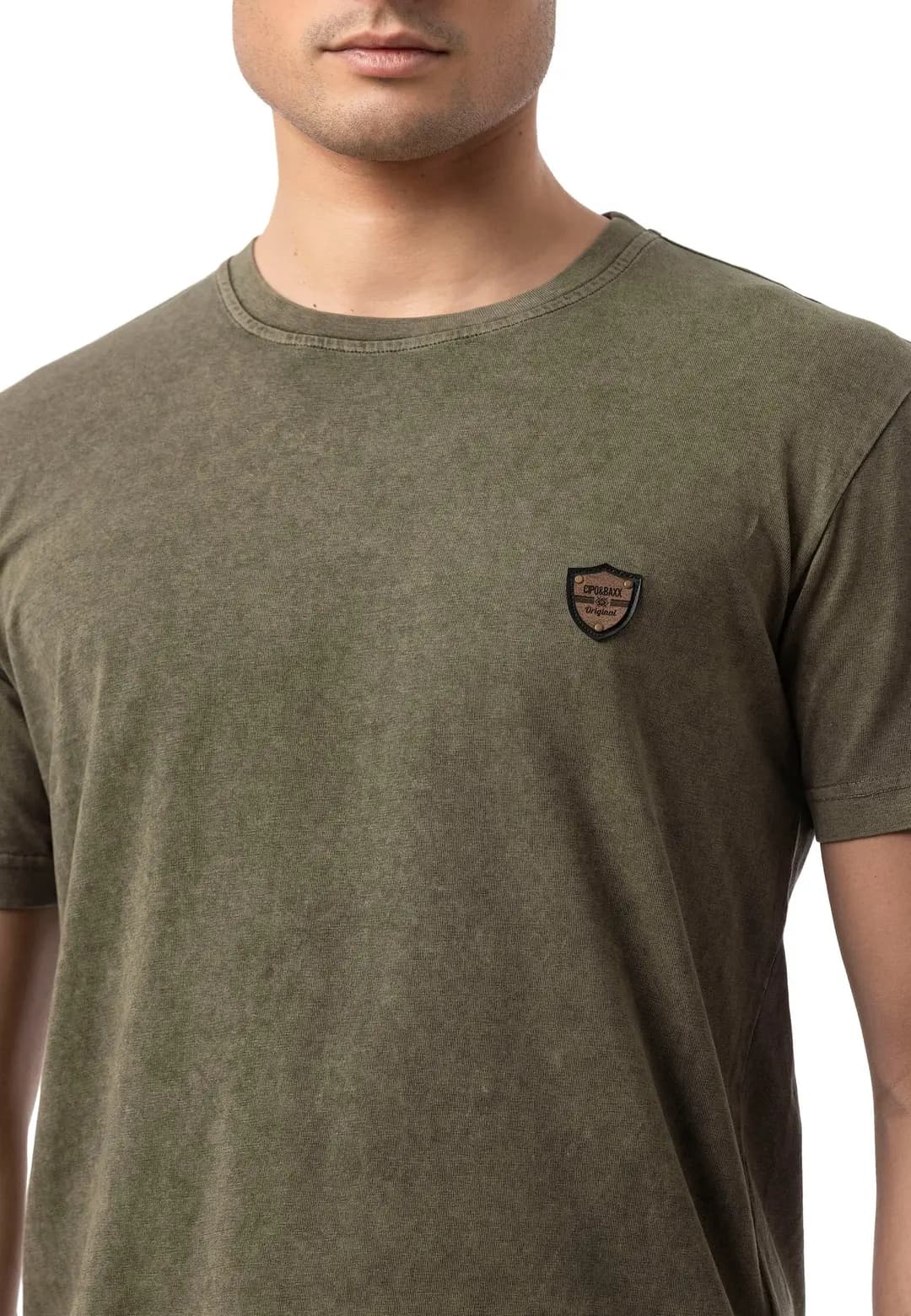 CT808 — t-shirt z efektem sprania — khaki — ujęcie 5