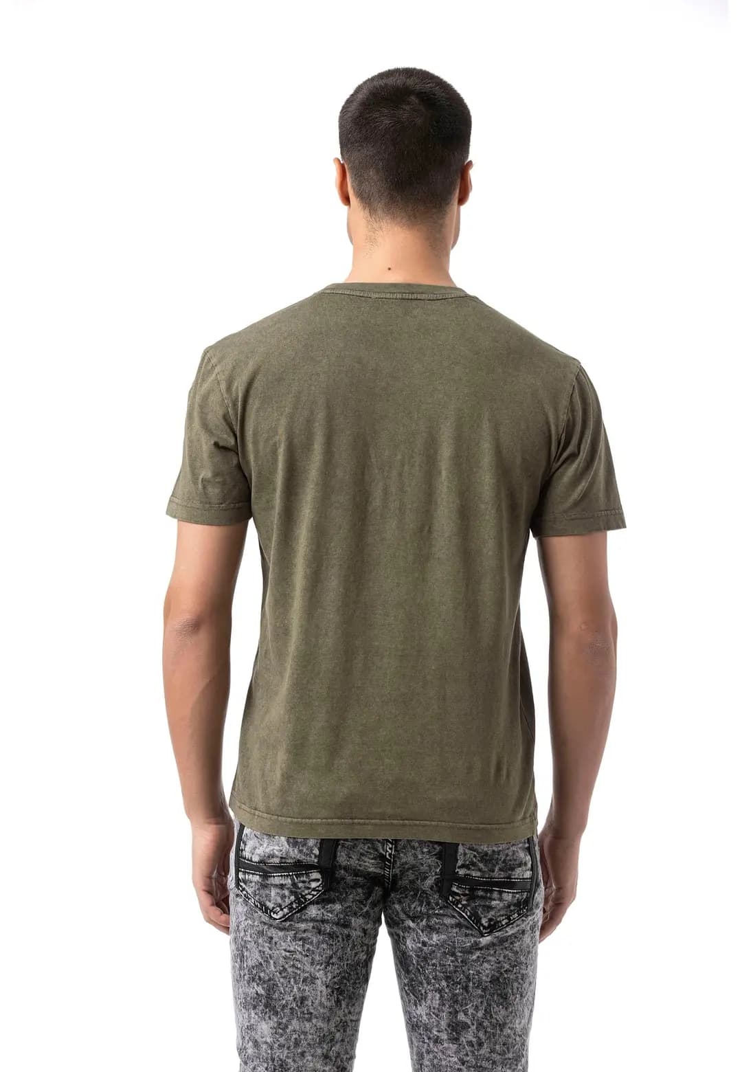 CT808 — t-shirt z efektem sprania — khaki — ujęcie 7